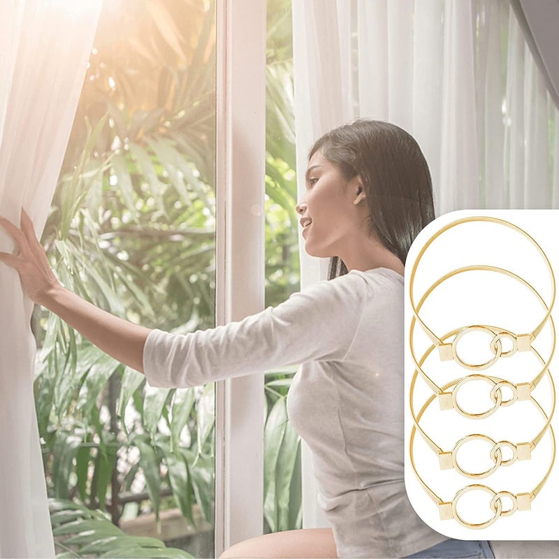LLPMutu 4Pack Aluminum Alloy Spring Design Curtain Ties - Gold Ring Holdbacks - Image 5